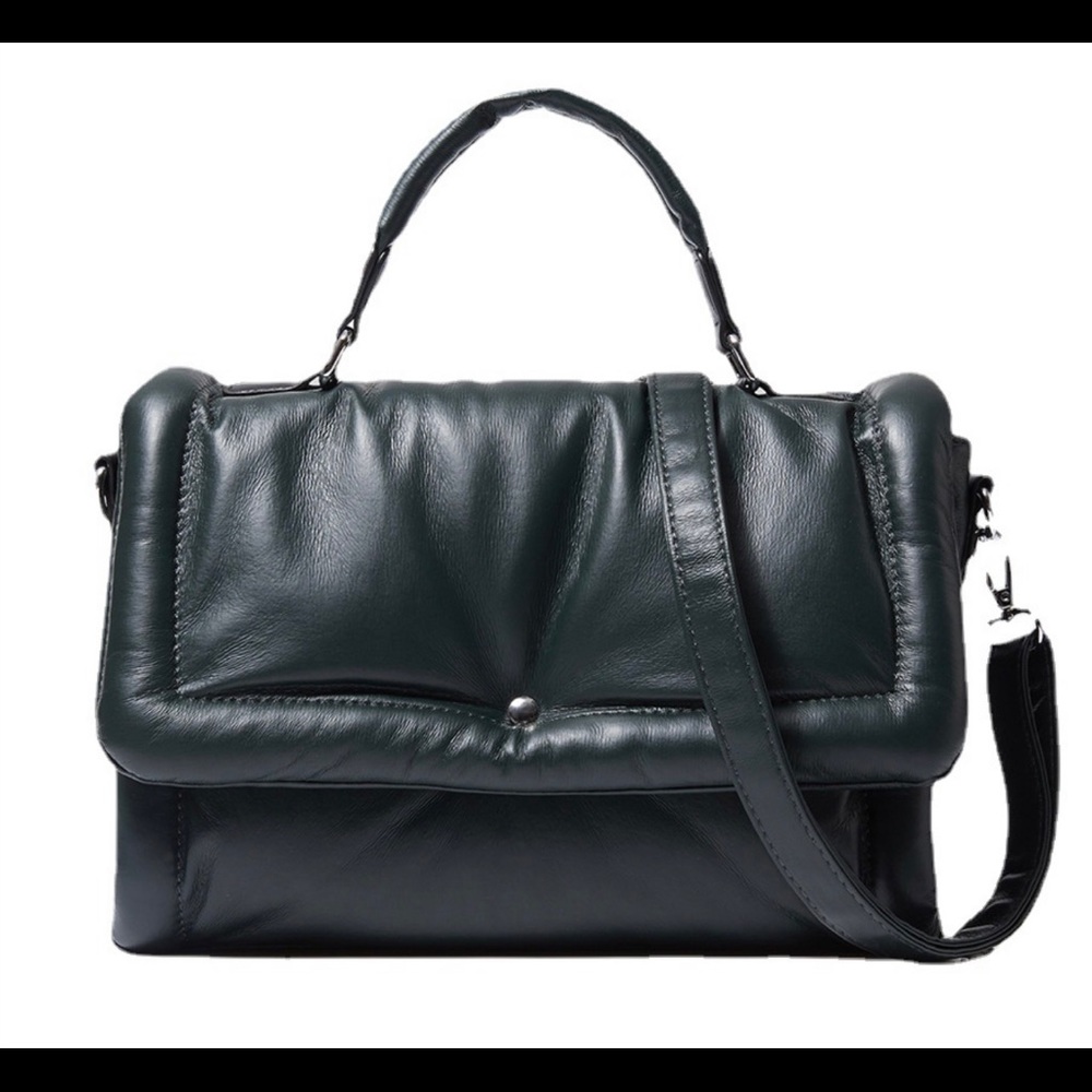 New Charcoal Gray Puff Down Shoulder Bag Handbag Tote bag Puffy Soft Carry